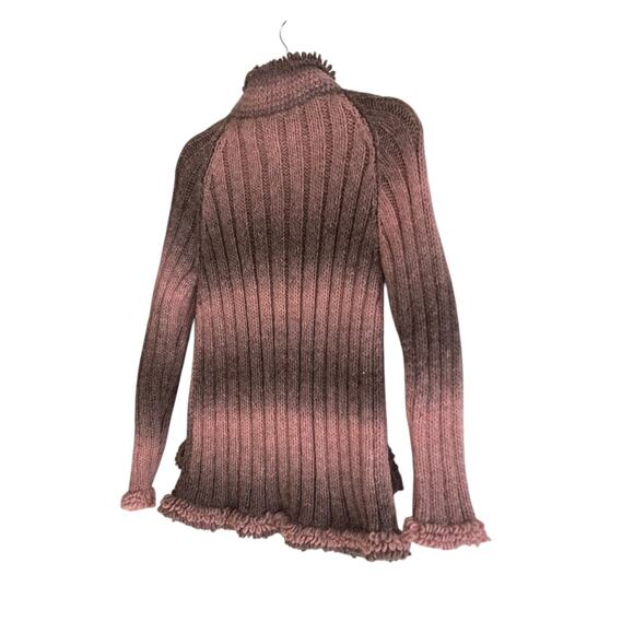 Vintage Huinay Wool Zip Sweater Pink Ombre Fringe Hem Ecuadorian Knit Sz Medium - Picture 5 of 16